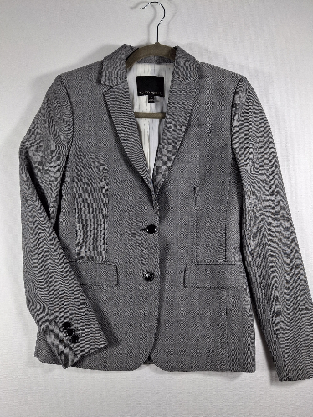 Banana Republic Light Gray Tailored Stretch Women's Blazer Size 2 - Picture 4 of 6